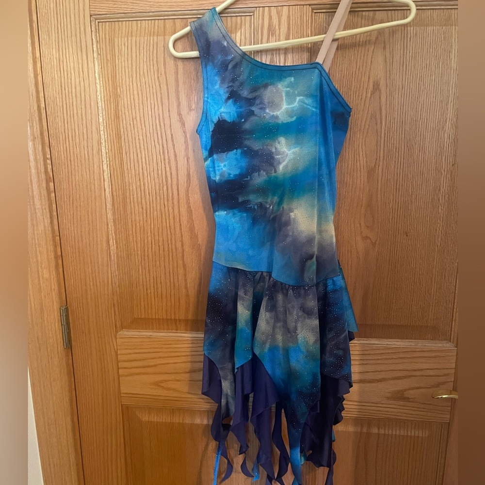 Blue Asymmetrical Dress, perfect dance or skating costume